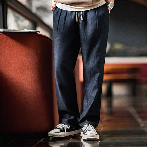 Men’s Casual Lyocell Comfort Jeans – Relaxed Fit Washed Denim with Elastic Waist
